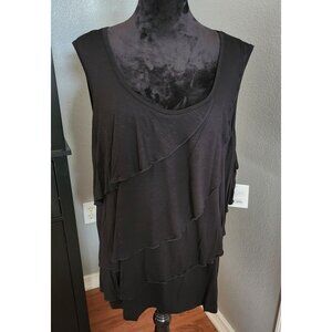 Croft & Barrow Tank Top Womens 3X Black Sleeveless Tiered Ruffle Casual Summer